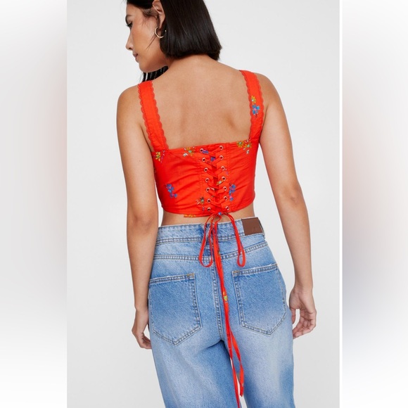 NWT NASTY GAL-Floral Lace Trim Corset - Picture 4 of 4